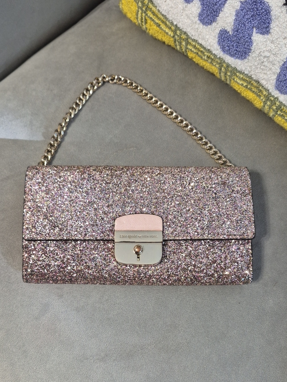 KATE SPADE Pink Glitter Chain Wristlet
